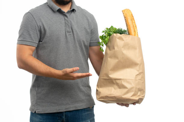istock Delivery food service concept, man delivering many packs 1337644948
