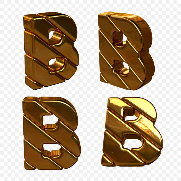 istock Vector illustration of letters made of gold. 3d letter B 1337645750