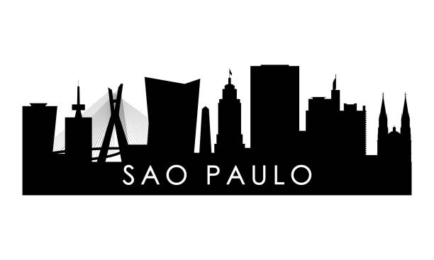 Sao Paulo skyline silhouette. Black Sao Paulo city design isolated on white background. Sao Paulo skyline silhouette. Black Sao Paulo city design isolated on white background. bridge silhouette vector isolated stock illustrations