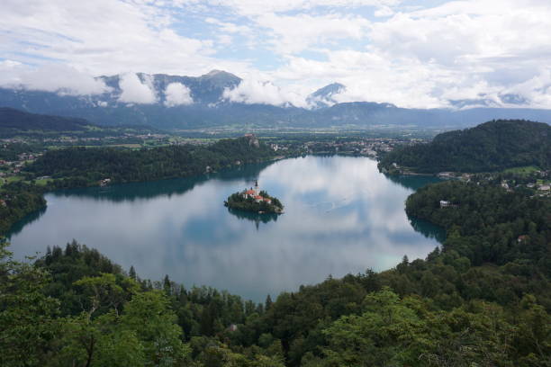 istock Breathtaking view onto Lake Bled from a viewpoint 1337648594