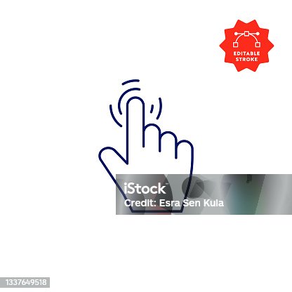 istock Click Hand Icon with Editable Stroke 1337649518