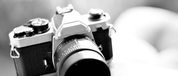 istock Vintage old film camera with manual focus lens 1337655817