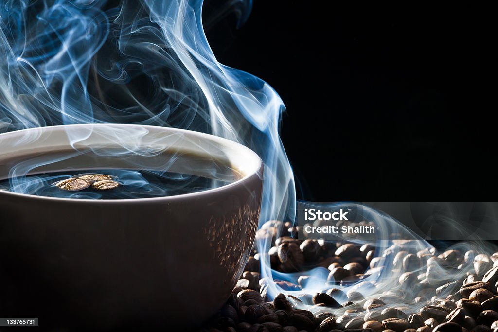 Blue fumaça e café torrado - Foto de stock de Café - Bebida royalty-free
