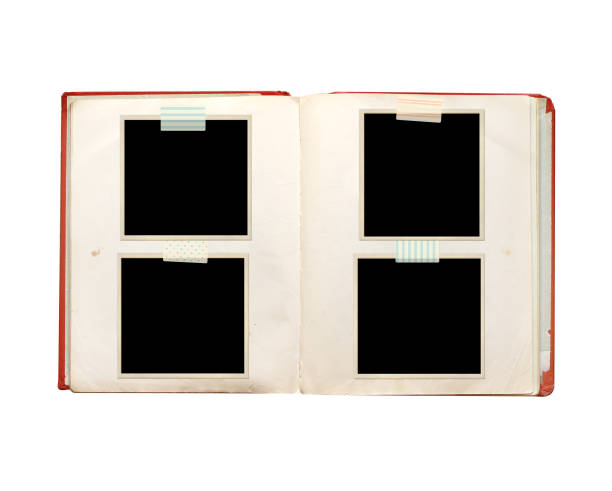 istock Retro blank photo frames in album. Vintage scrapbook elements 1337662253