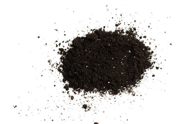 istock Black land for plant isolated on white background. 1337664032