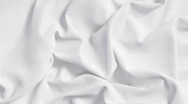 istock Blank white crumpled fabric material mockup, top view 1337669465