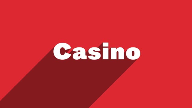 CASINO white letters with shadow moving banner animation on red background. 4K Video motion graphic animation.
