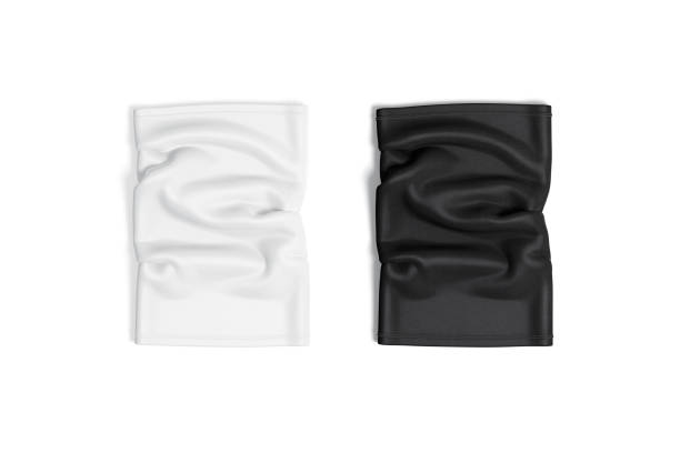 istock blank black and white neck gaiter mockup front, top view 1337672078