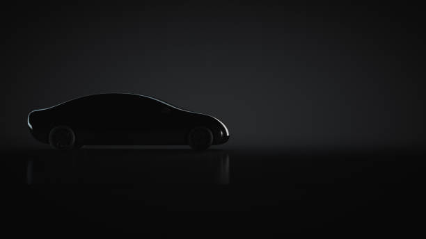 istock Silhouette of a black unrecognizable passenger car 1337674639