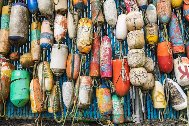 istock Colorful crab trap floats on the Oregon coast. 1337674720