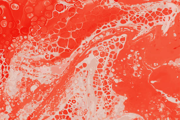 roter blasenbluthintergrund. abstrakte vektorsaft- oder sodatextur. flüssiges marmor aquarell muster - blood cell formation stock-grafiken, -clipart, -cartoons und -symbole