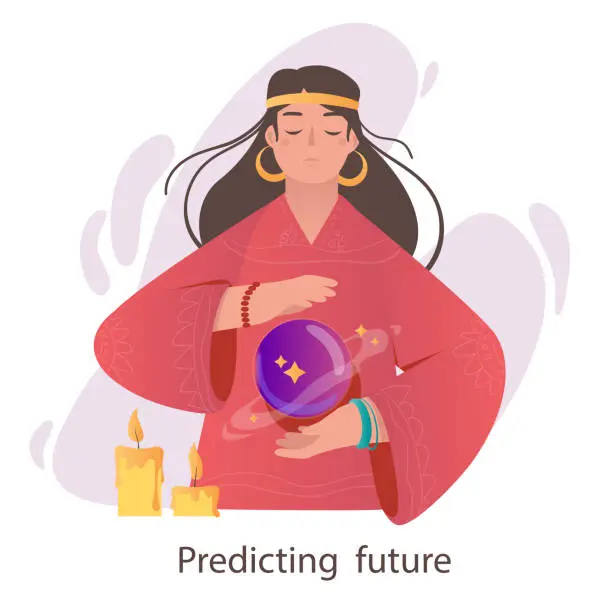Vector illustration of Psychic with mystical sphere