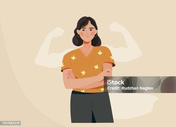 Strong Woman Concept-vektorgrafik och fler bilder på Kvinnor - Kvinnor, Endast en kvinna, Självförtroende