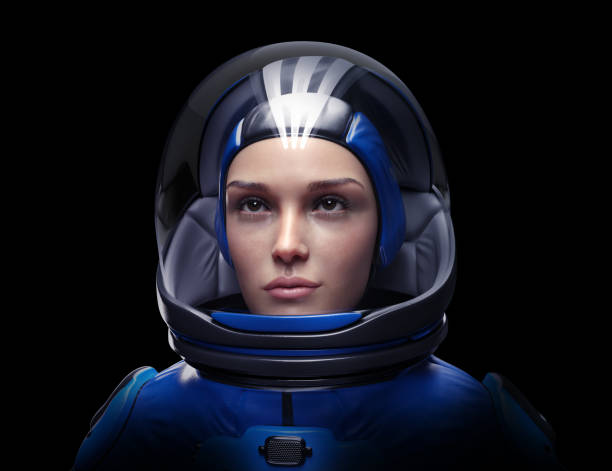 istock Female astronaut with glass helmet. 1337698779