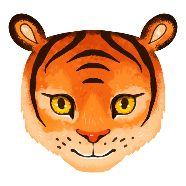 helle illustration einer tigermaulkorb für kinder in vektor - babytiger stock-grafiken, -clipart, -cartoons und -symbole