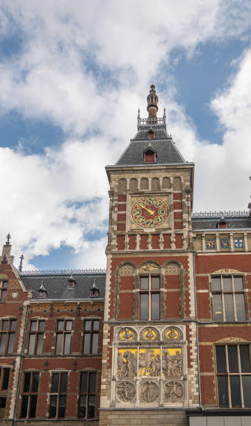 istock Left side tower with wind dial of Centraal railway station, Amsterdam, Netherlands 1337700983