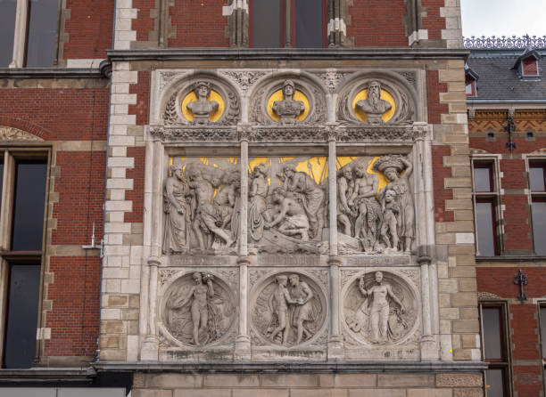 istock Fresco on facade right side of Centraal railway station, Amsterdam, Netherlands 1337700995