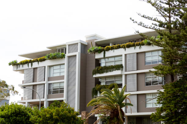 Apartment blocks, Cronulla NSW, background with copy space stock photo