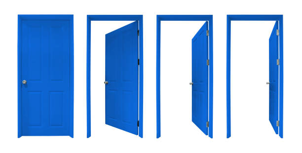 istock Group of wooden doors isolated on white background 1337705129