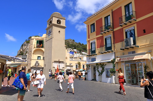 July 14 2021 - Capri, Italy: Streets in the mediterranean town of Capri