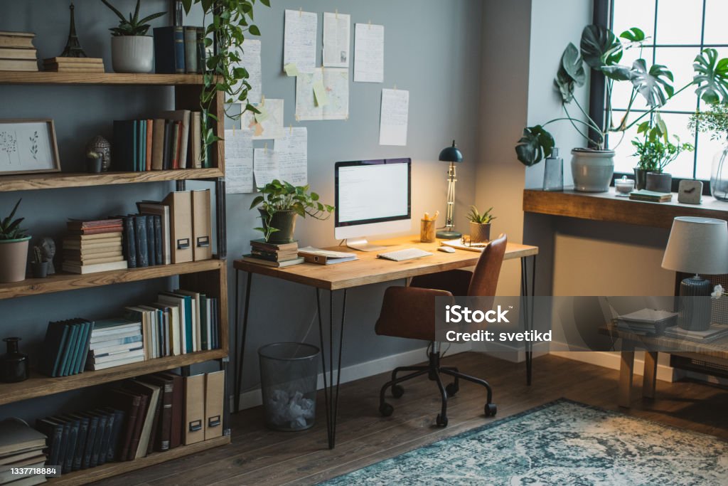 Modern office at home - Royalty-free Evde çalışma Stok görsel