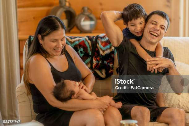 Young Indigenous Family Of Two Spending Quality Time Together Stock Photo - Download Image Now