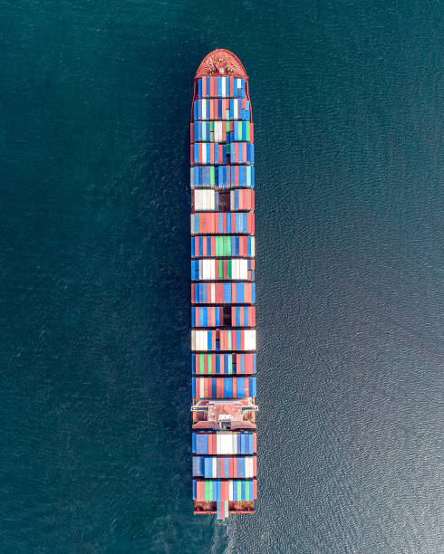 istock Aerial view of Cargo Ship coming from China 1337723109
