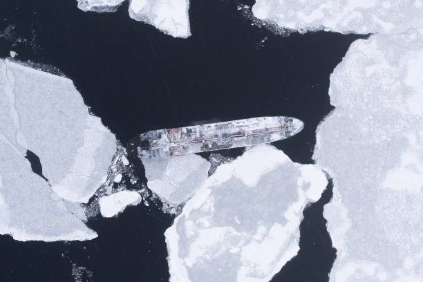 istock The sea vessel is among the ice. 1337731599