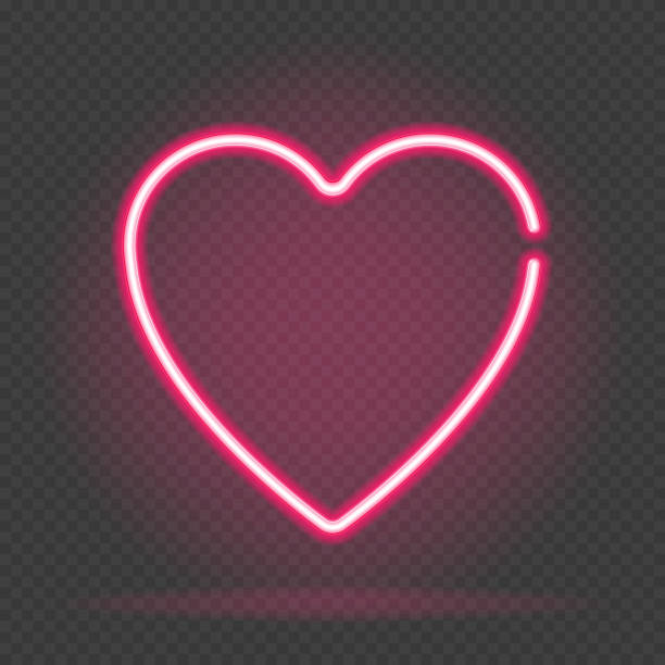 Bright neon heart. Heart sign on dark transparent background. Neon glow effect. Vector Bright neon heart. Heart sign on dark transparent background. Neon glow effect. Vector illustration glow in the dark hearts background stock illustrations