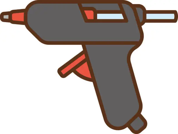 Vector illustration of Illustration of a black glue gun seen from the side