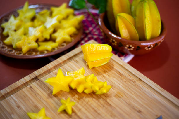 istock Carambola fruit on a wooden board 1337734879