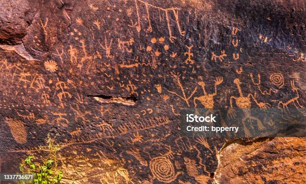 Indian Petroglyphs Newspaper Rock Petrified Forest National Park Arizona Stock Photo - Download Image Now