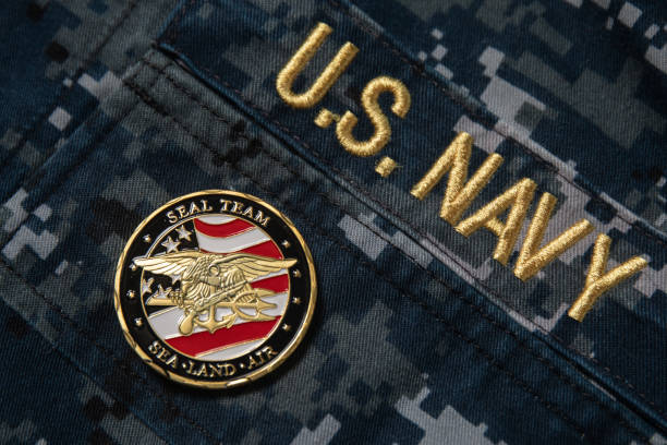istock US Navy SEALS coin on camouflage uniform background 1337739452
