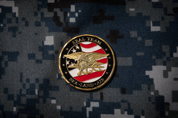 istock US Navy SEALS coin on camouflage uniform background 1337739463