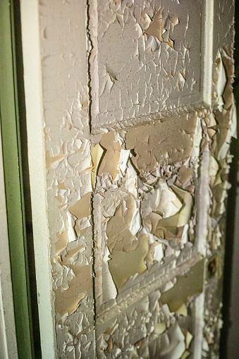 Interior of a home with paint peeling