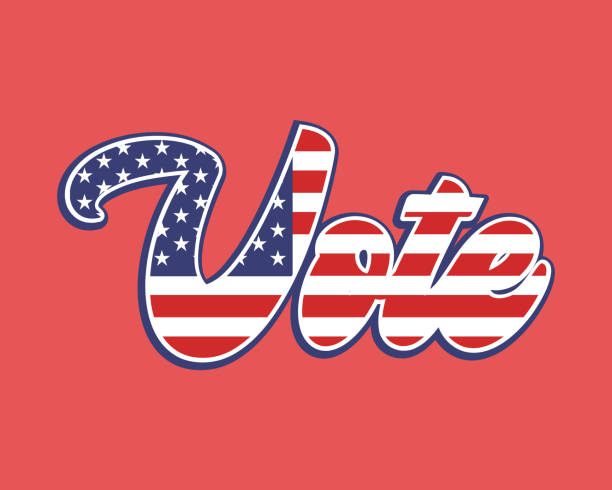 istock Vote election sign, midterm presidential voting banner with red background, republican candidate. 1337741176