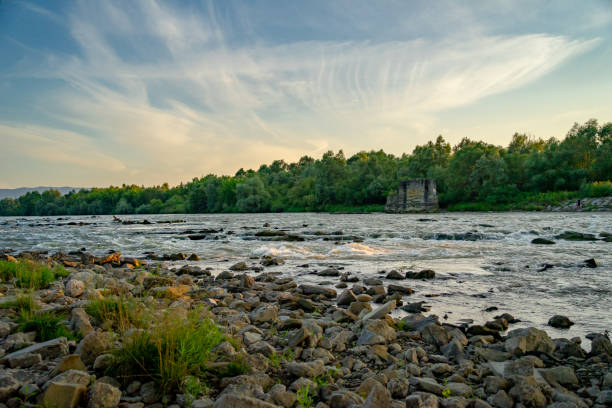 the dunajec river in nowy sacz - nowy sacz imagens e fotografias de stock