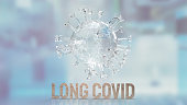 clear virus and word long covid for medical or sci concept 3d rendering