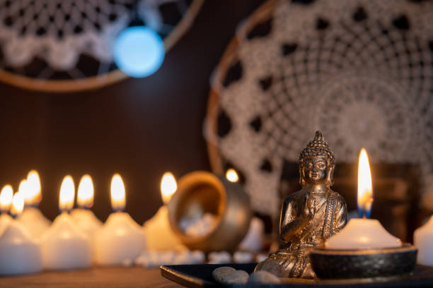 istock image in Buddhist temple next to candles 1337744482