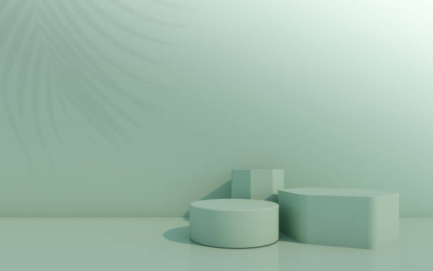 istock Cosmetic bottle podium on green background. 3d rendering. 1337745665