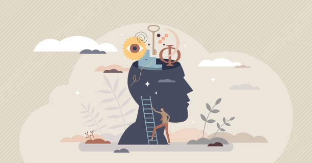 Philosophy study as learning about moral and ethics tiny person concept Philosophy study as learning about moral and ethics tiny person concept. Traditional historical ideology ideas research and education vector illustration. Knowledge and curiosity as explore open head. research ethics stock illustrations