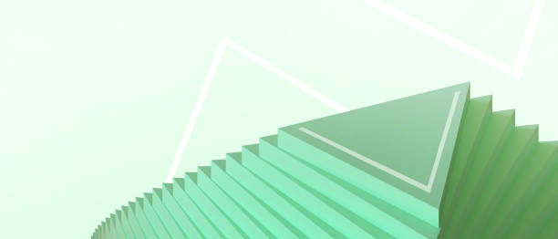 istock Creative idea Geometric shapes Triangular podium and ladder of success and Business concept on Green Background. banner, poster, Copy Space -3d Rendering 1337753639