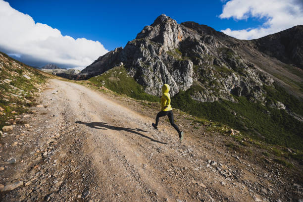 istock Woman runner running at mountain top 1337755650