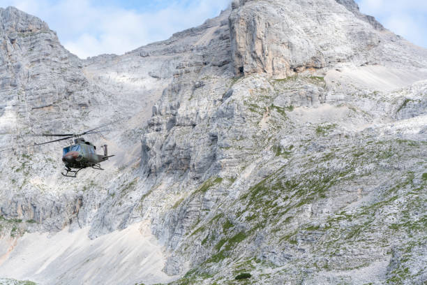 istock Rescue helicopter in Julian Alps 1337756617