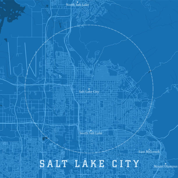 illustrazioni stock, clip art, cartoni animati e icone di tendenza di salt lake city ut city vector road map testo blu - salt lake city illustrations