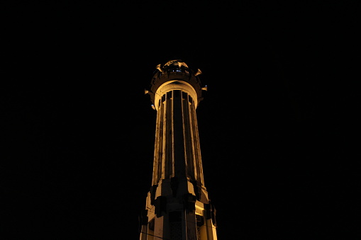 The minaret of the great mosque of Surakarta Indonesia at night.