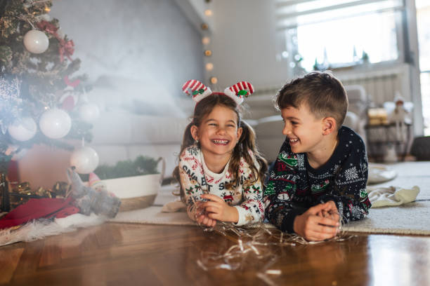istock Happy children on Christmas Eve 1337760963