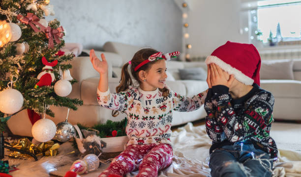 istock Happy children on Christmas Eve 1337761080