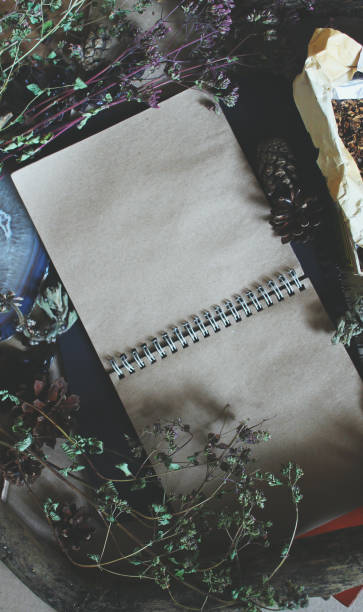 istock An open album for drawings or notes, surrounded by beautiful decor. 1337765834