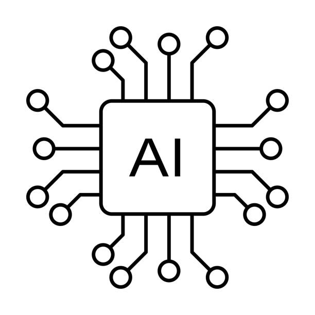 sztuczna inteligencja procesor ai chip vector icon symbol do projektowania graficznego, logo, strony internetowej, mediów społecznościowych, aplikacji mobilnej, ilustracji interfejsu - ai stock illustrations